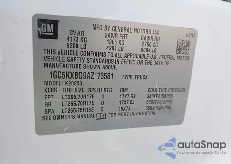 2010 Chevrolet Silverado 2500Hd Lt z USA, uszkodzony, nr VIN 1GC5KXBG9AZ173581